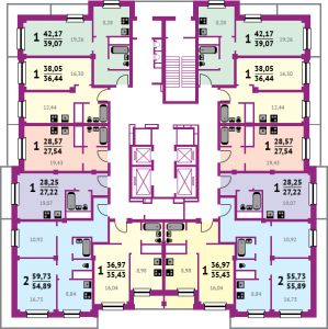 Планировка 23-25 этажа жилого комплекса Нойланд-Черемушки