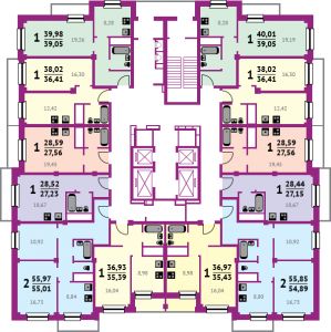 Планировка 9-13 этажа жилого комплекса Нойланд-Черемушки